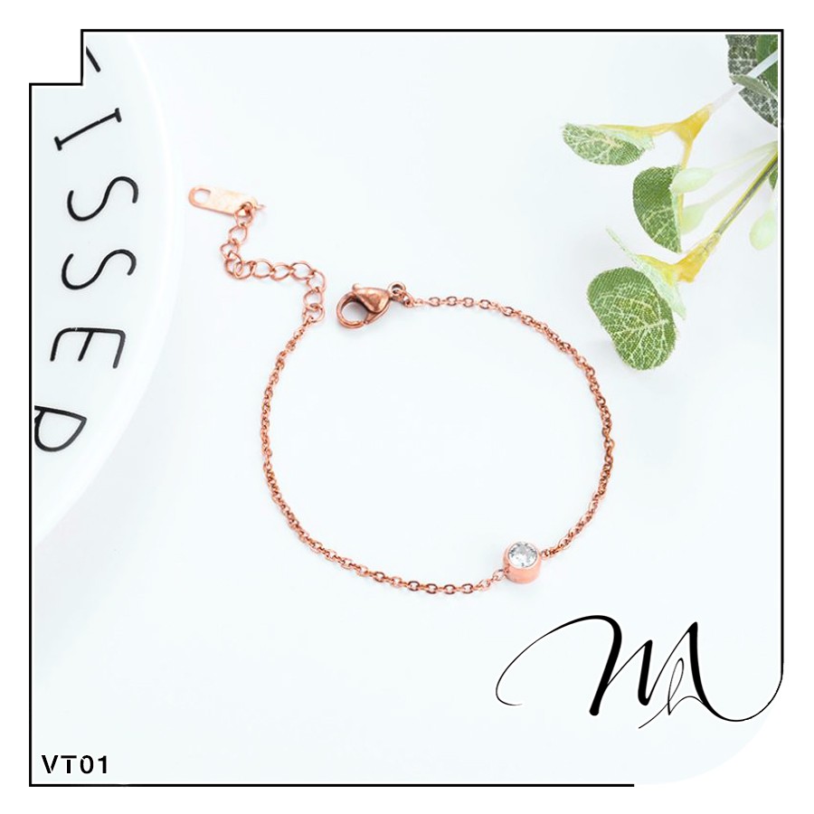 Lắc tay nữ Titan đơn giản 1 hạt đá dễ thương - Măng’s House VT01