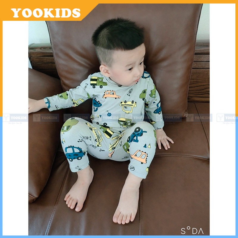 Đồ bộ cho bé YOOKIDS chất cotton mềm mịn co giãn 4 chiều, Bộ thu đông cho bé trai bé gái 1 2 3 4 5 tuổi