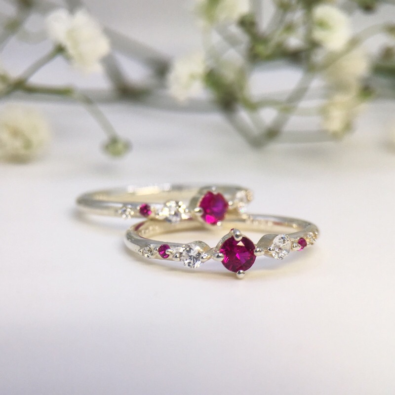 Nhân bạc nữ đá đỏ Topaz nhân tạo cao cấp nữ trang S925 KimKimRosa jewelry sterling silver