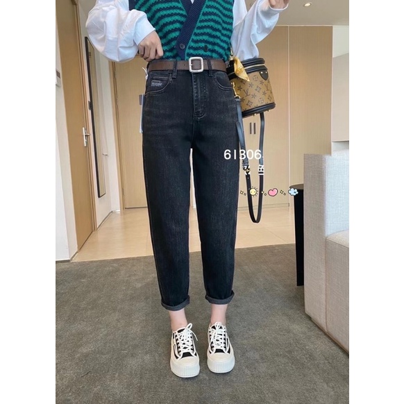 Quần JEANS nữ cạp cao, dáng thụng chất chun giãn nhiều. Hàng QCCC mữ 61307