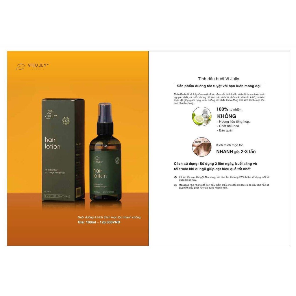 Tinh dầu xịt bưởi Vijully giúp kích thích mọc tóc,ngăn rụng tóc,dưỡng tóc hiệu quả Tặng nước hoa dubai 5ml | BigBuy360 - bigbuy360.vn