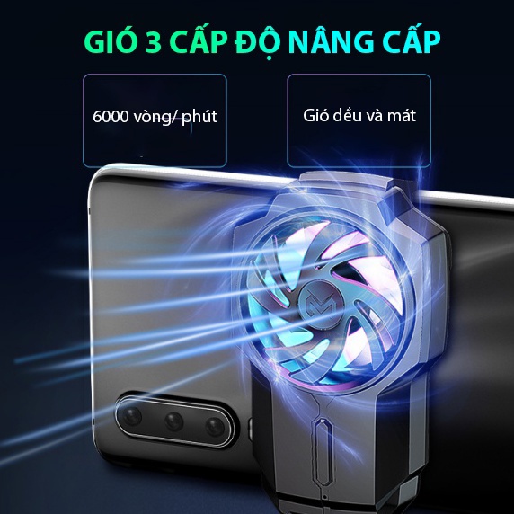 Quạt tản nhiệt điện thoại SIDOTECH Memo FL05 làm mát nhanh cho điện thoại gaming game thủ mobile pin 500mah có LED RGB