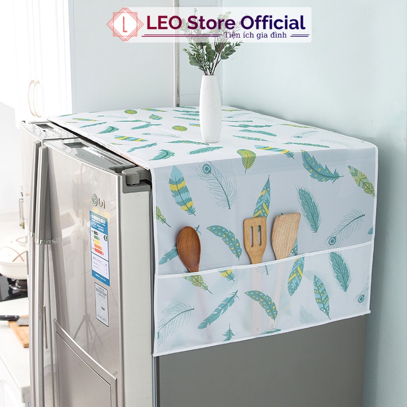 Tấm phủ tủ lạnh máy giặt chống bụi, khăn vải che tủ lạnh PVC không thấm nước hoa văn hiện đại Leos