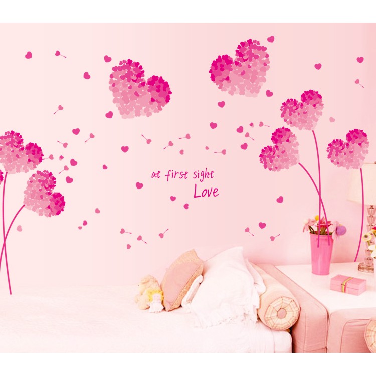 Decal dán tường PINK HEART AY9273