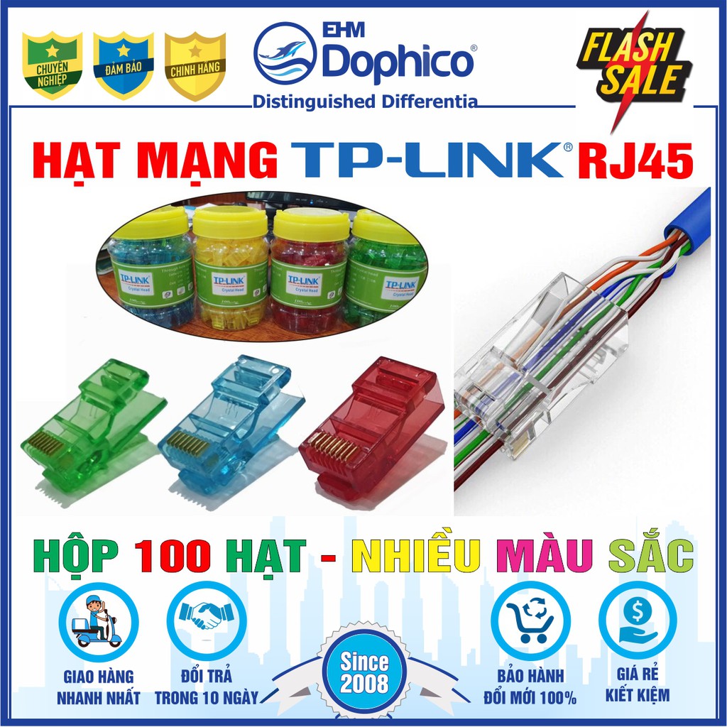 Hạt mạng TP-Link RJ45 – Nhiều màu sắc – 100 hạt/hộp – Chính hãng TP-Link