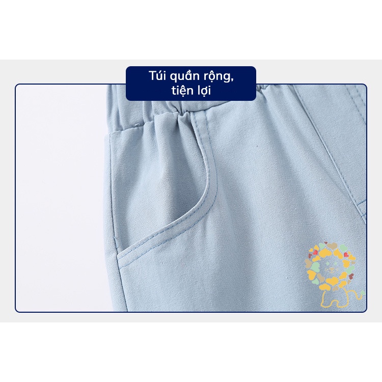 Quần Kaki bé trai chất mỏng mát WELLKIDS WAPYPY quần short cho bé quần trắng bé trai hàng xuất Âu Mỹ