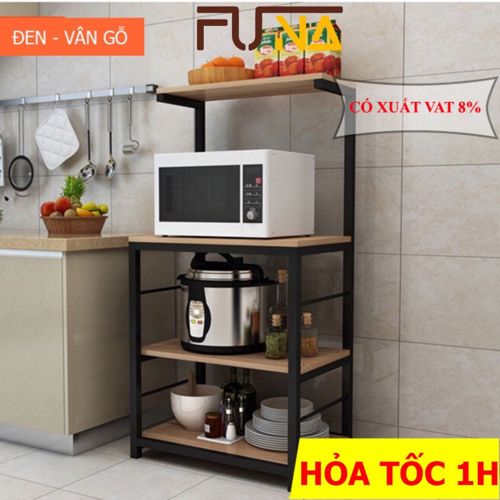 Kệ lò vi sóng tiện lợi FUNA khung sắt hộp chắc chắn được sơn tĩnh điện, chân có nút tăng hạ độ cao ( tặng móc ) - KB03