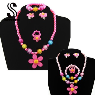 Set 5 vòng cổ/vòng tay/nhẫn/hoa tai màu sắc dễ thương dành cho bé gái