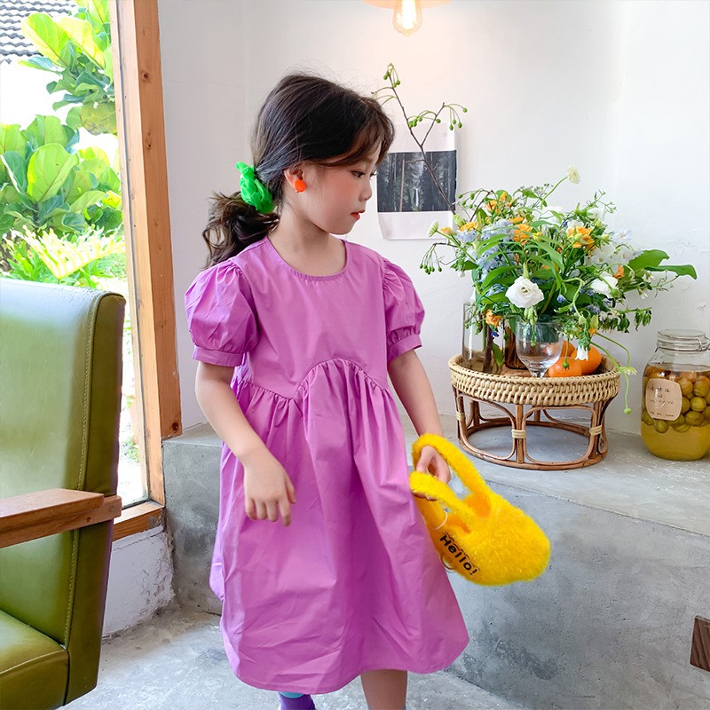 Đầm Công Chúa Tay Ngắn Màu Sắc Ngọt Ngào Phong Cách Hàn Quốc Thời Trang Mùa Hè Cho Bé Gái