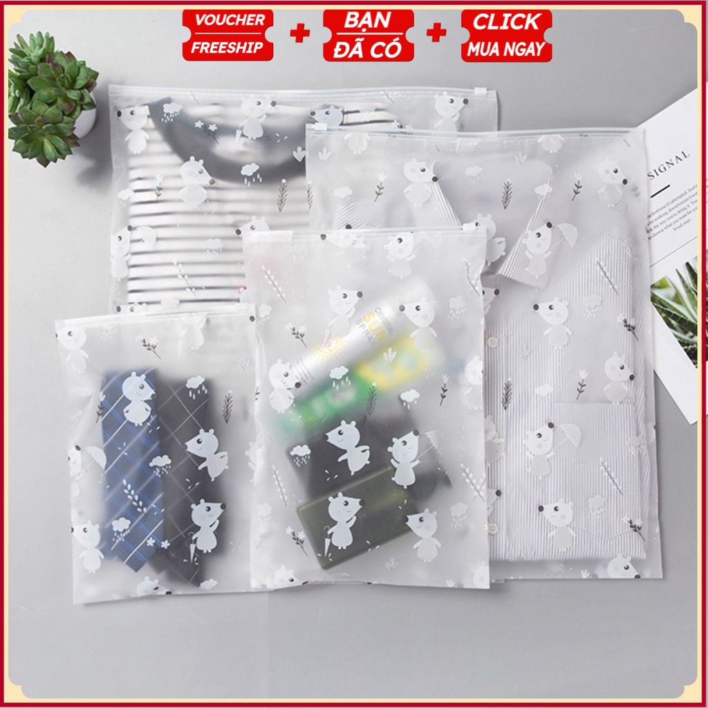 Túi Khóa Zip Cất Đồ Hoa Văn Con Gấu CDS1585 (Chọn Size)