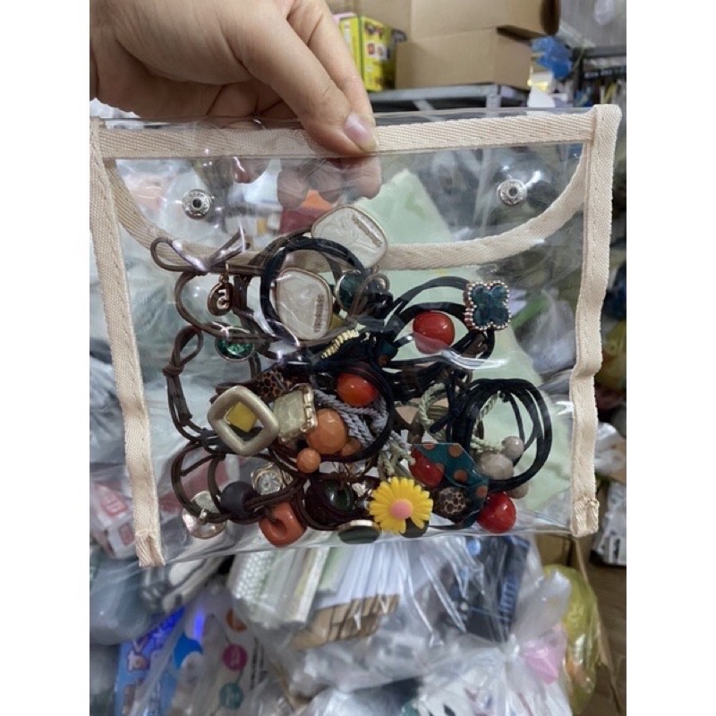 Sét 20 dây buộc tóc trong túi khuy bấm đủ mẫu