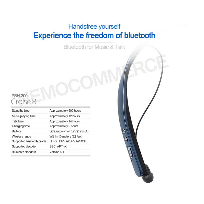 Tai Nghe Bluetooth Partron PBH-200 Chip Qualcomm Apt-X pin 12 tiếng 2 mic đàm thoại chống nước