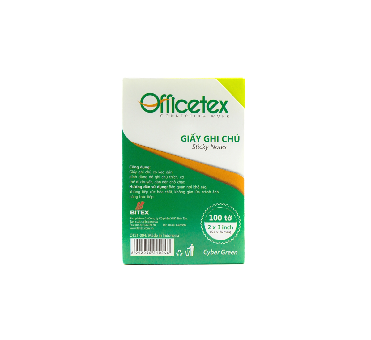 Giấy Ghi Chú Officetex 3X2 OT21-004 Màu Cyber Xanh Lá