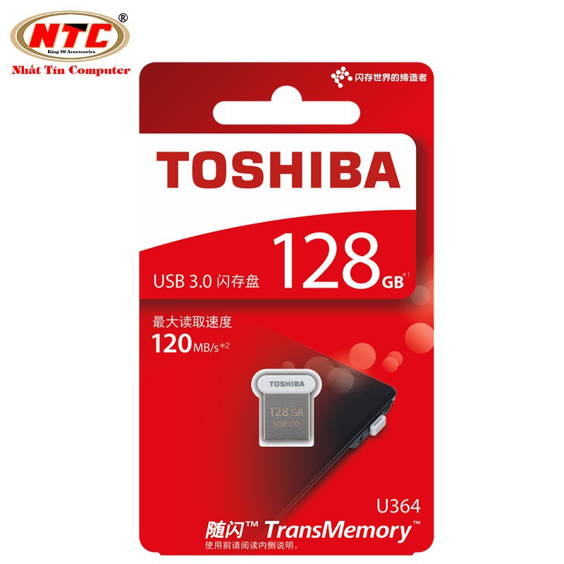 [Mã ELMALL150 giảm 8% đơn 500K] USB 3.0 Toshiba TransMemory Mini U364 128GB Read 120MB/s (Bạc)