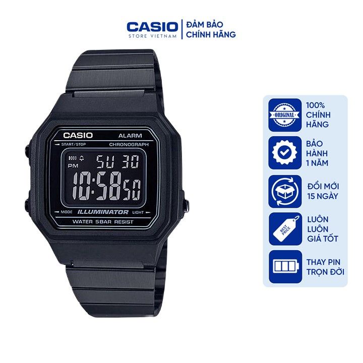 Đồng hồ Nam Casio B650WB-1B, đồng hồ chính hãng, (Full đen)