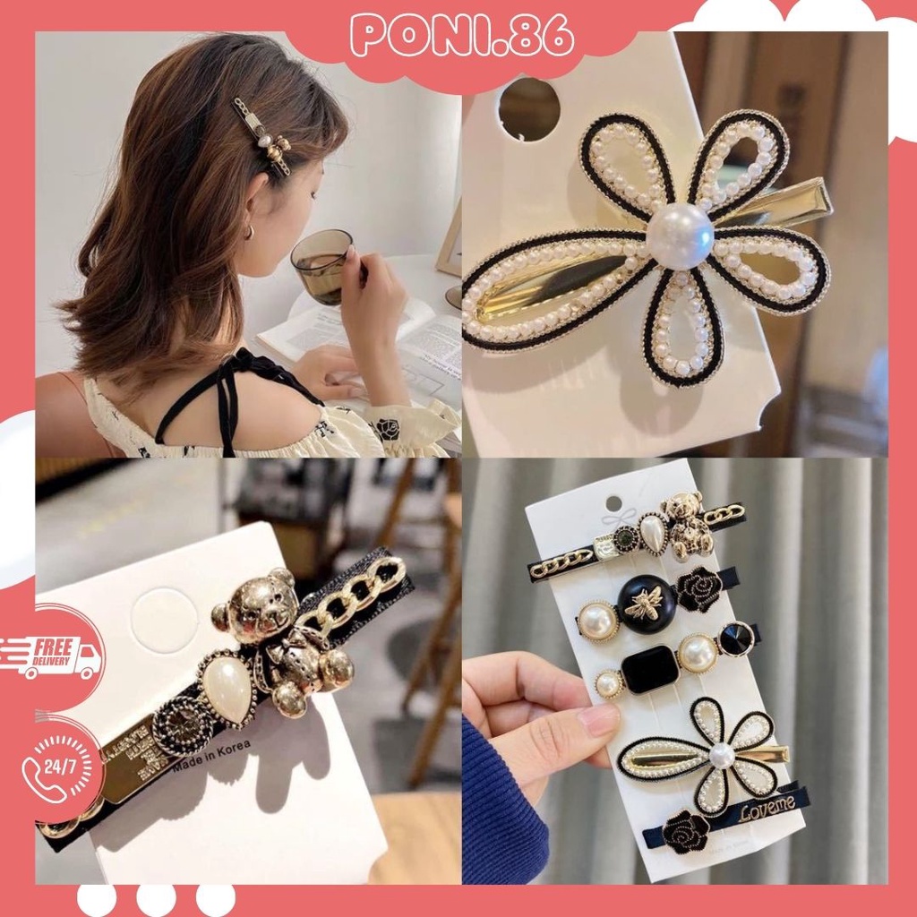 Set 5 kẹp tóc đính đá nhiều mẫu chất liệu cao cấp phong cách Hàn Quốc sang chảnh