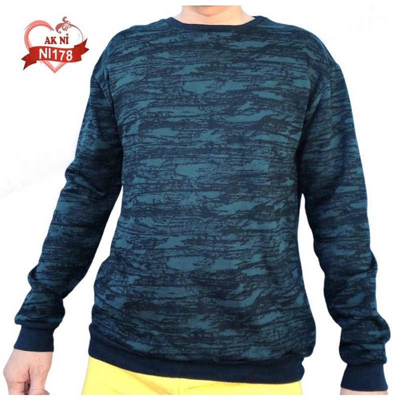 Áo Sweater Nỉ Unisex Nam Nữ Màu Xanh Hoạ Tiế Sọc Độc Đáo Cá Tính BG