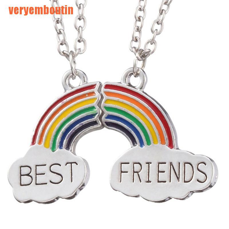 1 Cặp vòng cổ Tình Bạn Mặt Hình Đám Mây Màu Cầu Vồng Dễ Thương