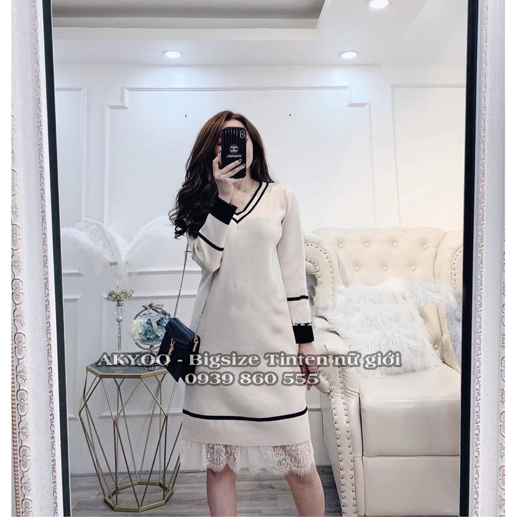 [Free ship] Đầm dự tiệc bigsize (chất len ,chân phối ren) 50-85kg | BigBuy360 - bigbuy360.vn