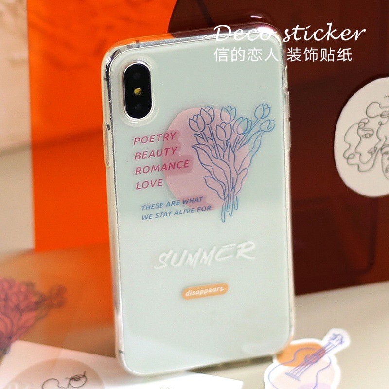 Bộ 3 tấm sticker dán trang trí sổ tay hình ảnh bay bổng, lãng mạn