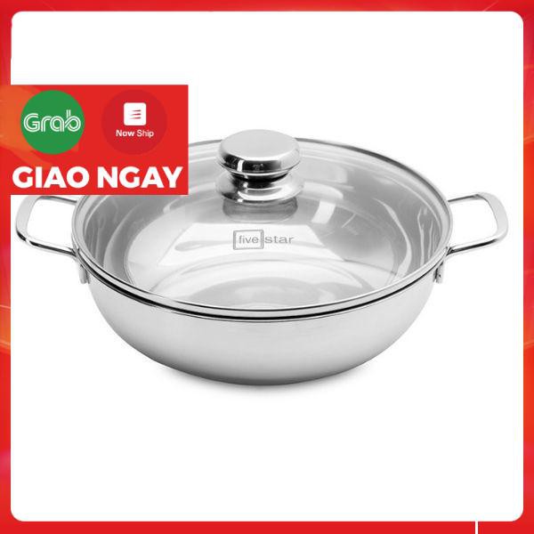 Nồi lẩu um xào 3 đáy inox 430 Fivestar bếp từ nắp kính ( 24 cm / 26 cm / 28 cm )