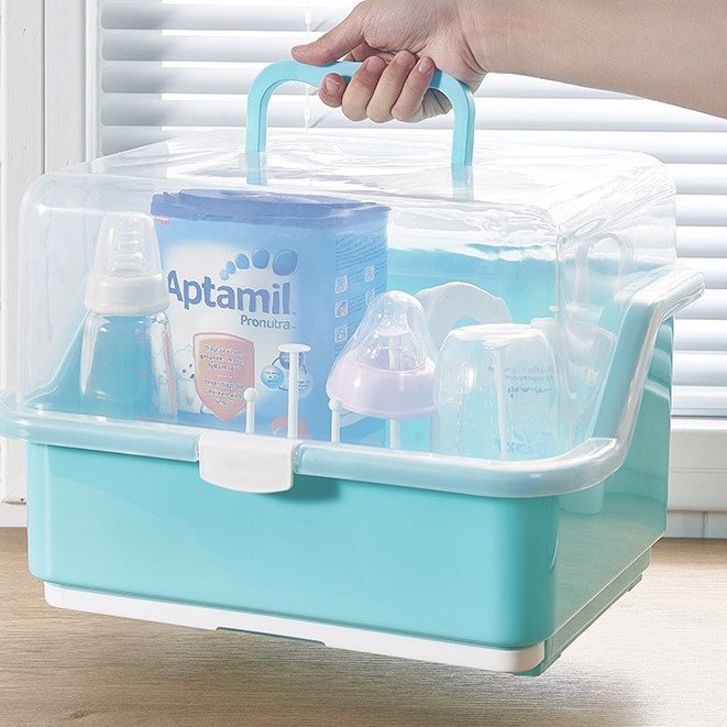 Hộp Đựng Bình Sữa - Khay úp đựng bình sữa có nắp đậy, van thoát ẩm - Úp Bình Sữa Có Nắp Đậy Nhựa #khayupbinhsua