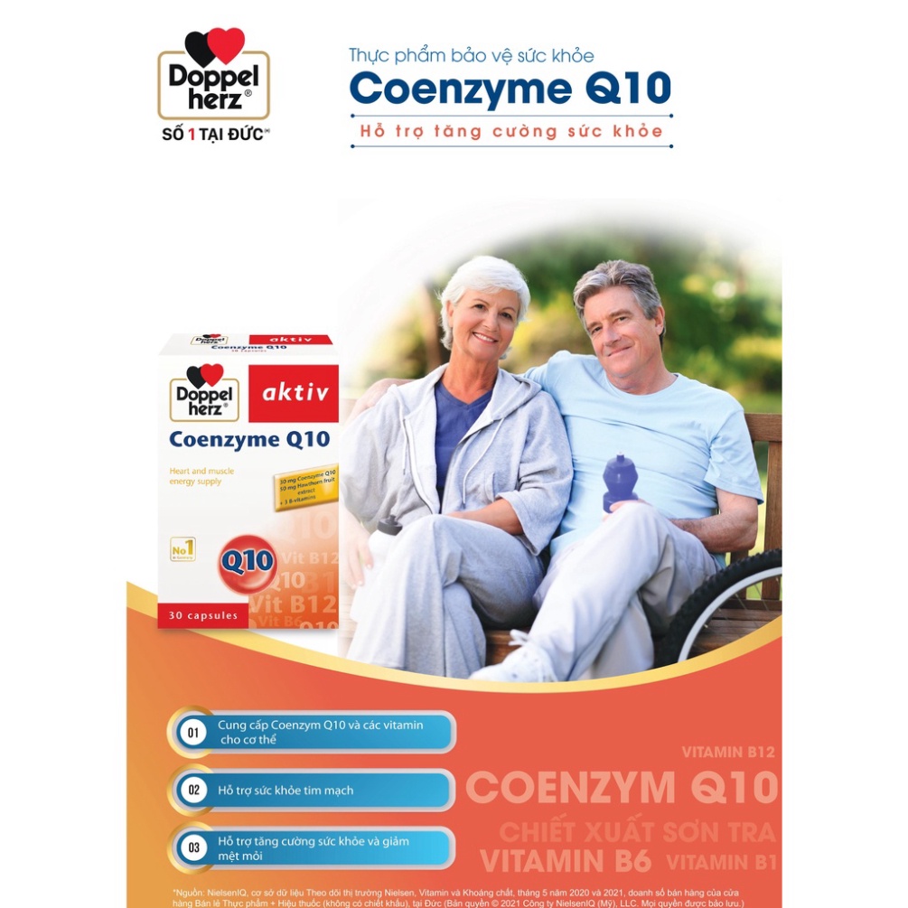[Chính Hãng] [TPCN Nhập Khẩu] Viên uống bổ tim mạch, điều hòa huyết áp Doppelherz Aktiv Coenzyme Q10 (Hộp 30 viên) ...