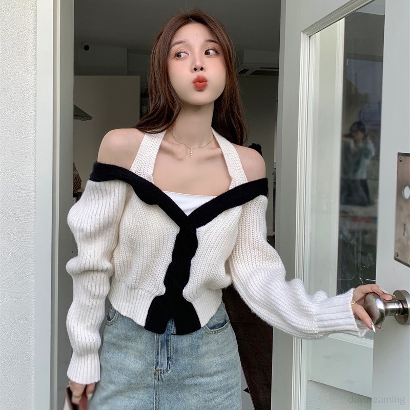 Áo Khoác Cardigan Dệt Kim Tay Dài Phong Cách Hàn Quốc