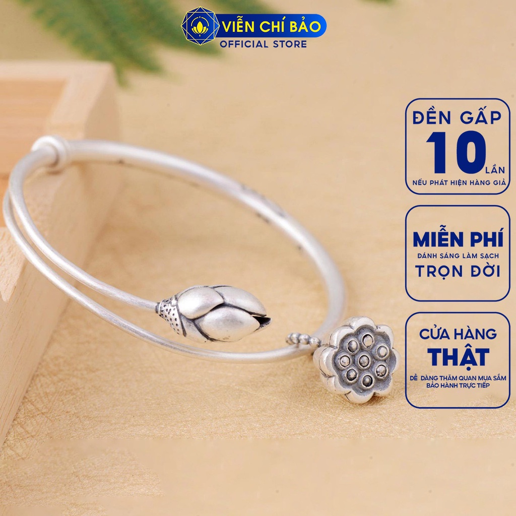 Vòng tay bạc nữ hình Đài hoa sen mix cham chất liệu bạc Thái 925 thời trang phụ kiện trang sức nữ Viễn Chí Bảo L000026