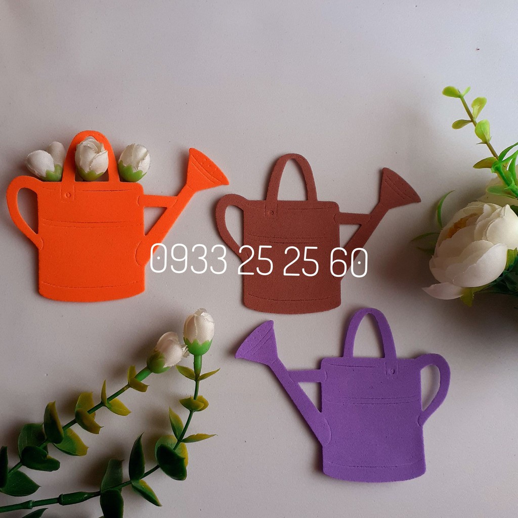 4 bình hoa / bình tưới nước bằng giấy xốp, 9x7cm - Hình trang trí thiệp, phong thư, bưu thiếp, bao lì xì- khuôn cắt