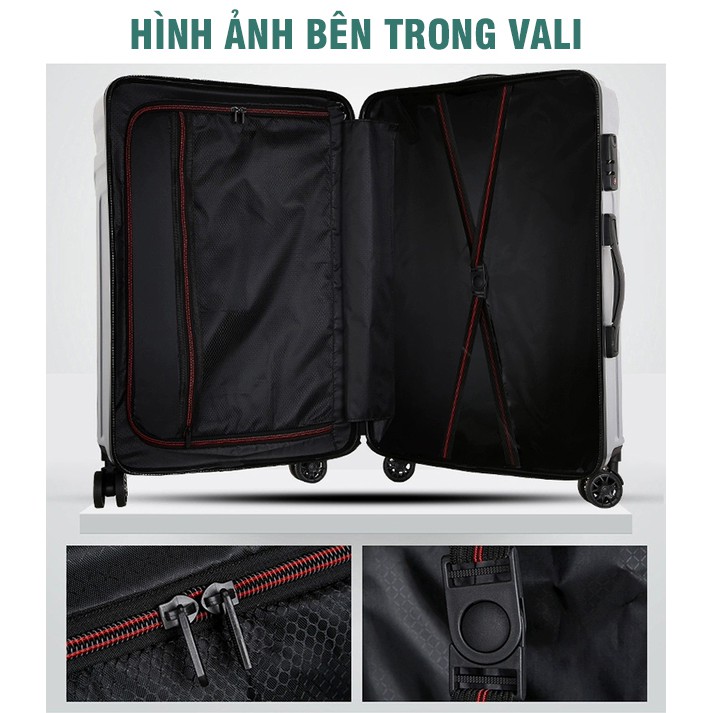 Vali du lịch nhựa cao cấp tay kéo thời trang size 20 inch 24 inch 28 inch