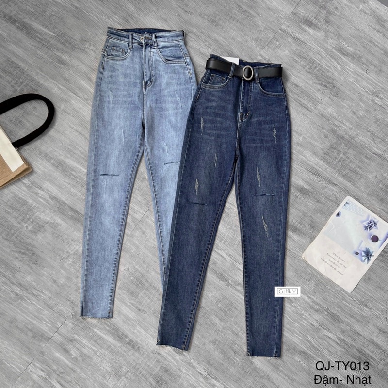 Quần jean co giãn skinny rách xước TY-013 | GinHouse Shop