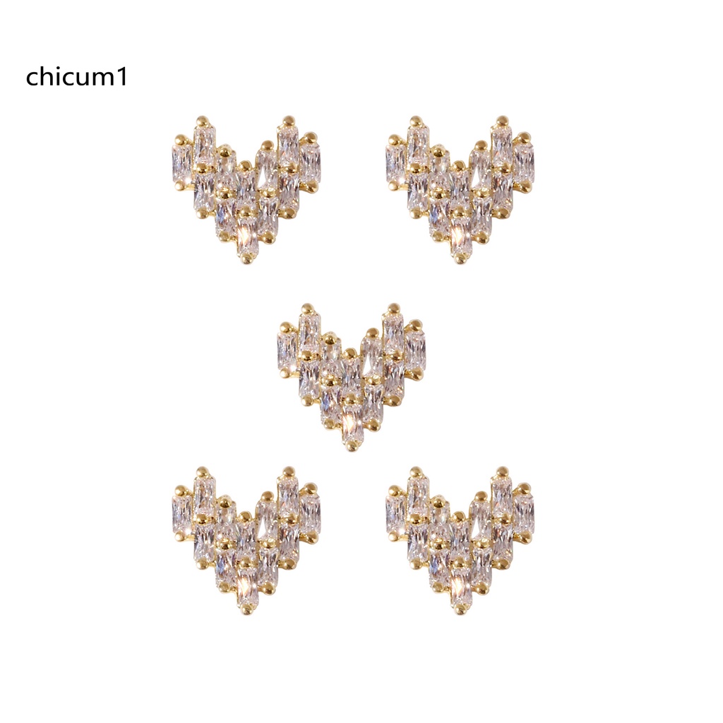 [Hàng mới về] Phụ kiện trang trí móng tay nghệ thuật hình trái tim đính đá lấp lánh