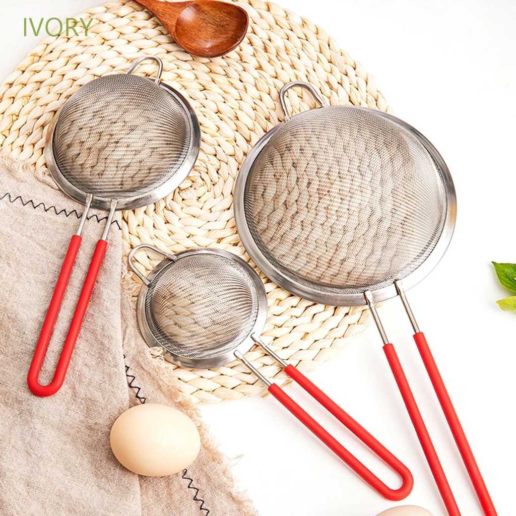 Rây Lọc Bột Cacao Hai Lớp Bằng Thép Không Gỉ Với Tay Cầm Silicone