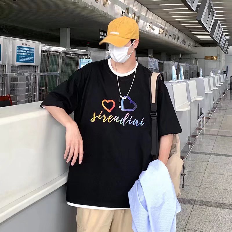 Áo Thun Tay Ngắn Dáng Rộng In Chữ Phong Cách Hip Hop Hàn Quốc Thời Trang Mùa Hè Cho Nam Size M-5XL