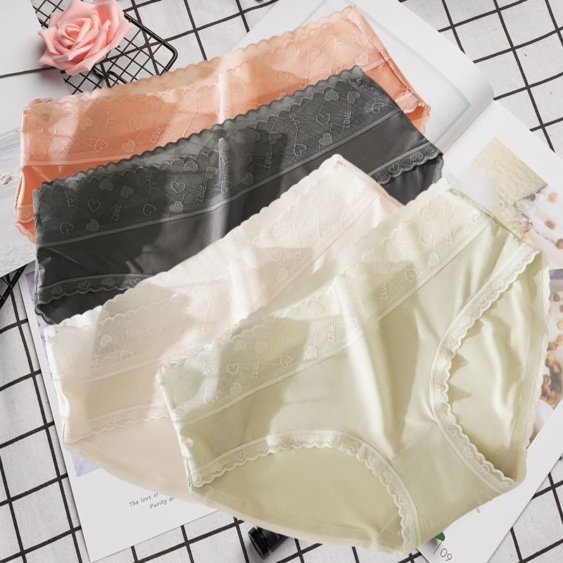 Quần Lót Cotton Mềm Mại Phối Ren Tim Xinh Xắn DAN L&amp;U 9909