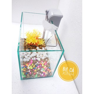 Combo bể cá mini +lọc thác nước ( Tặng thức ăn cho cá + sỏi )