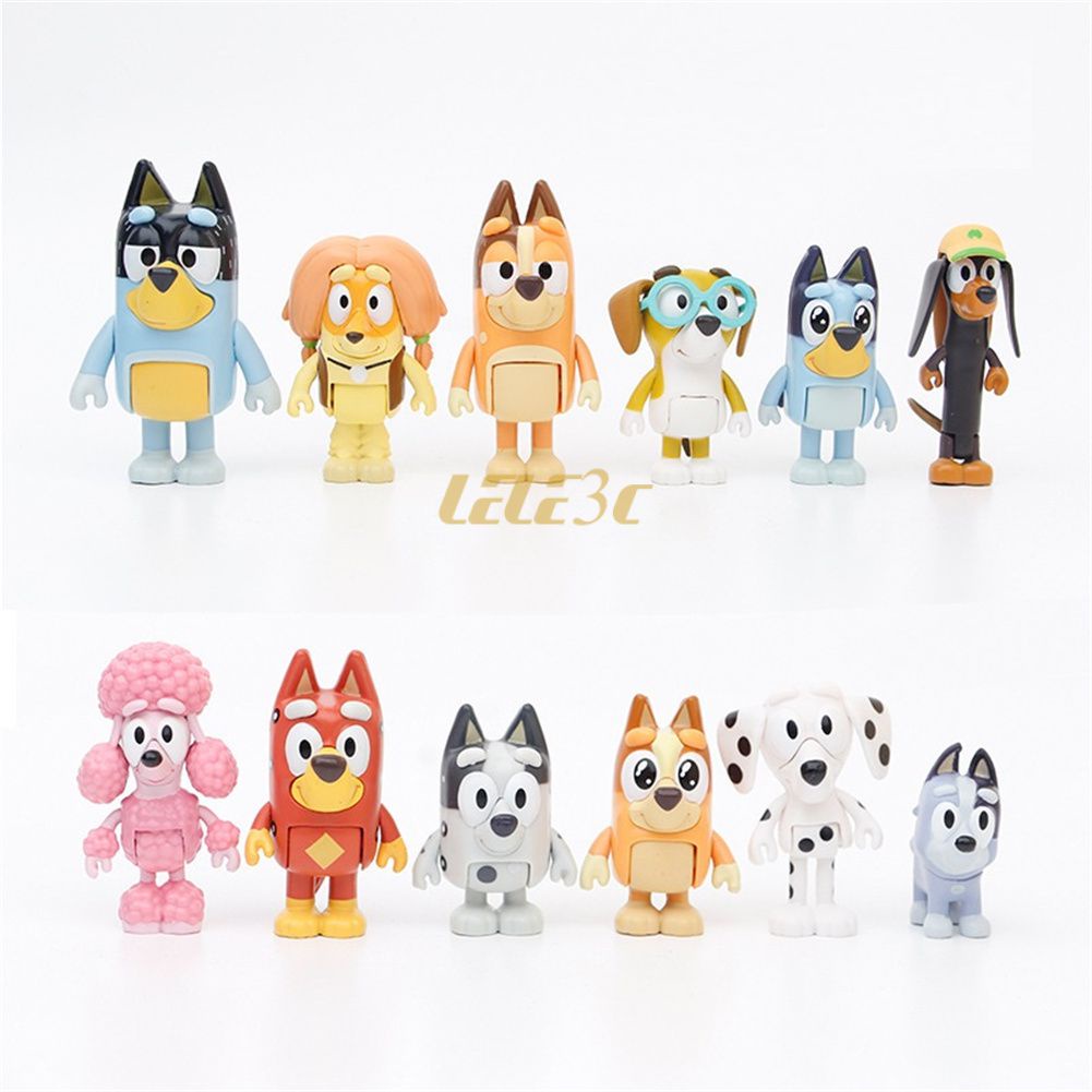 Set 12 Đồ trang trí Mô Phỏng Nhân Vật Phim Hoạt Hình Bluey Playtime