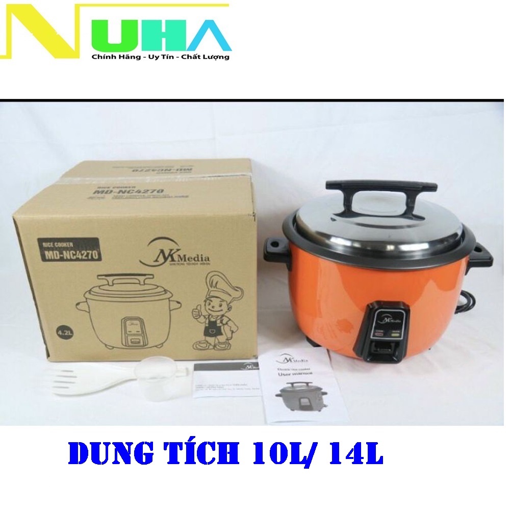 Nồi cơm điện công nghiệp dung tích lớn NK media 10L/14L có men chống dính dùng cho quán ăn, nhà xưởng..