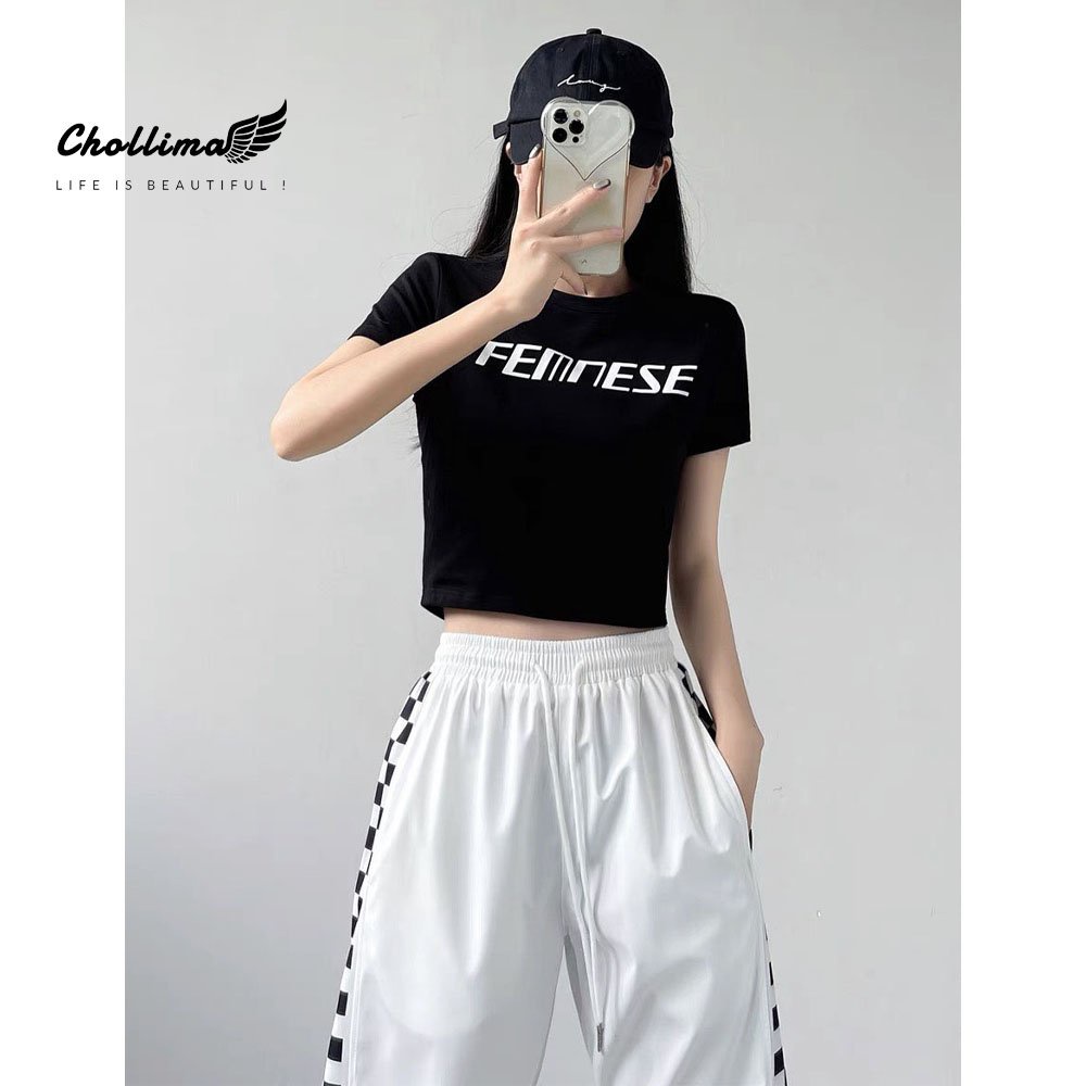 Áo thun croptop tay lỡ Chollima in chữ FEMNESE AT451 chất vãi dày dặn co giãn 4 chiều