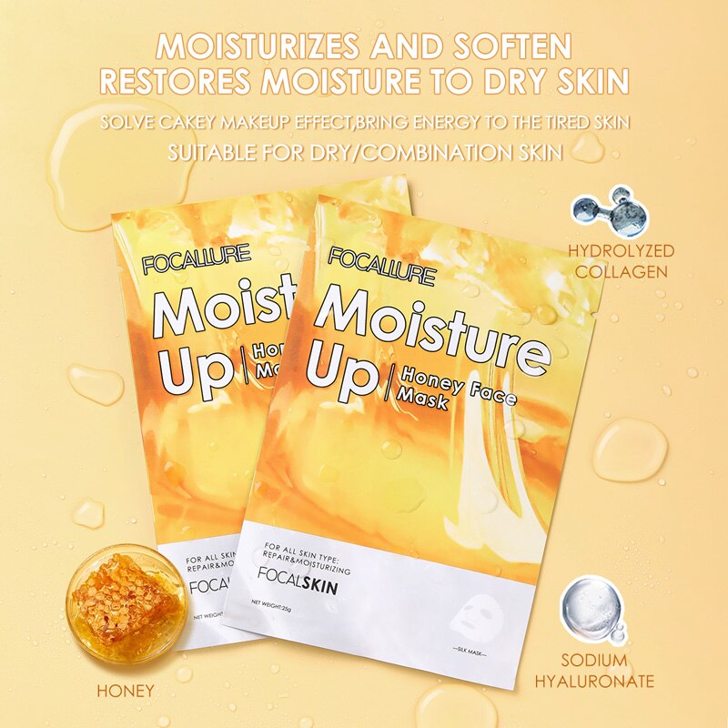 FOCALLURE Face Mask Skin Care Acne Remedy Vitamin C Moisturizing Oil Control Tone up Brighten up Energy Facial Sheet Mask