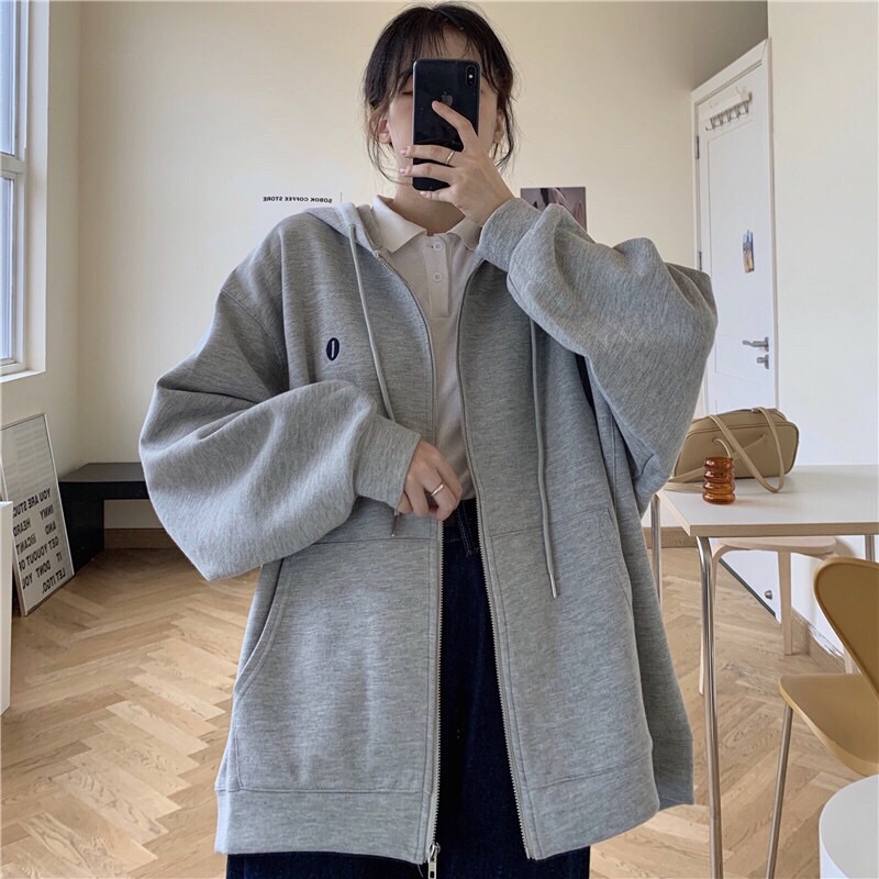 Áo khoác nam nữ form rộng unisex chất nỉ, áo khoác nữ hoodie cardigan có mũ mã ll91 | BigBuy360 - bigbuy360.vn