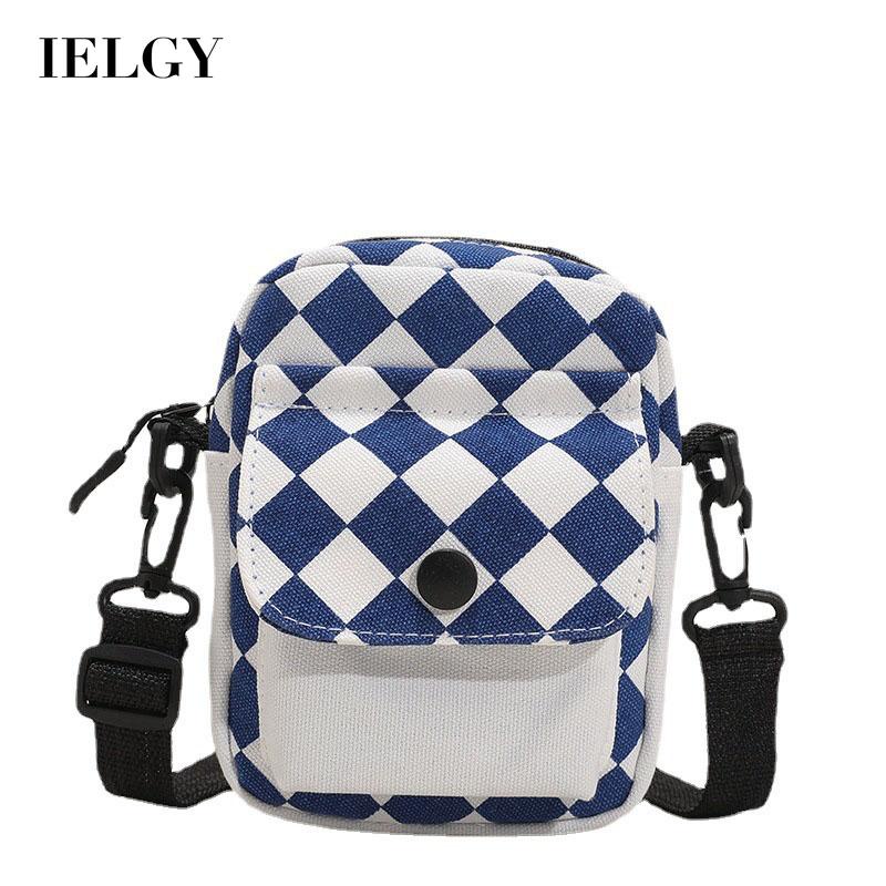 Túi đeo vai IELGY vải canvas kẻ sọc xinh xắn thời trang dành cho nữ