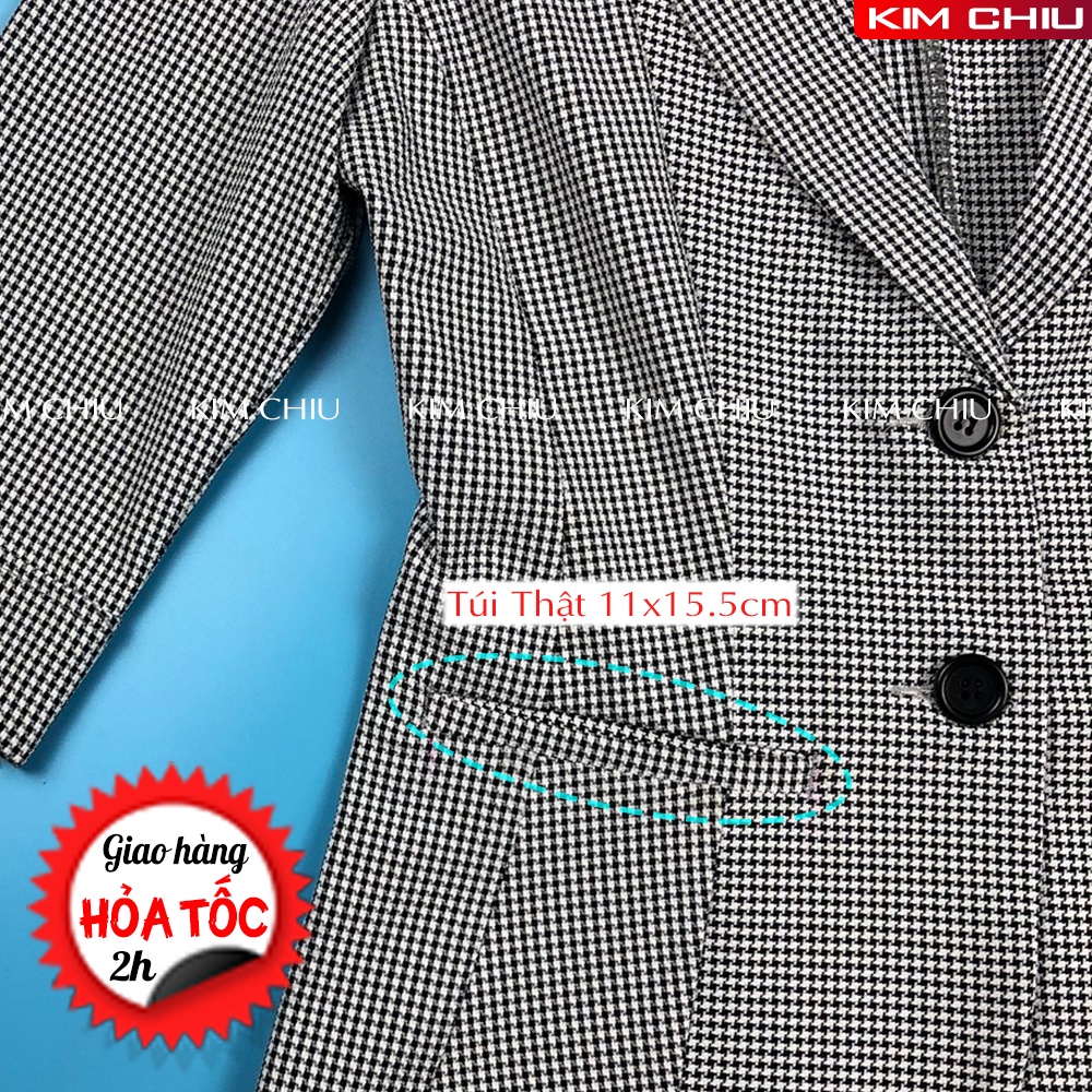 Áo Vest Nữ Công Sở Kim Chiu Kẻ Caro Nhí Cao Cấp Tay Lỡ Form Đẹp [ĐỔI TRẢ THOẢI MÁI] VTL-3.2
