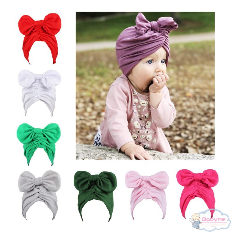 Nón trùm màu trơn thắt nơ xinh xắn cho bé gái