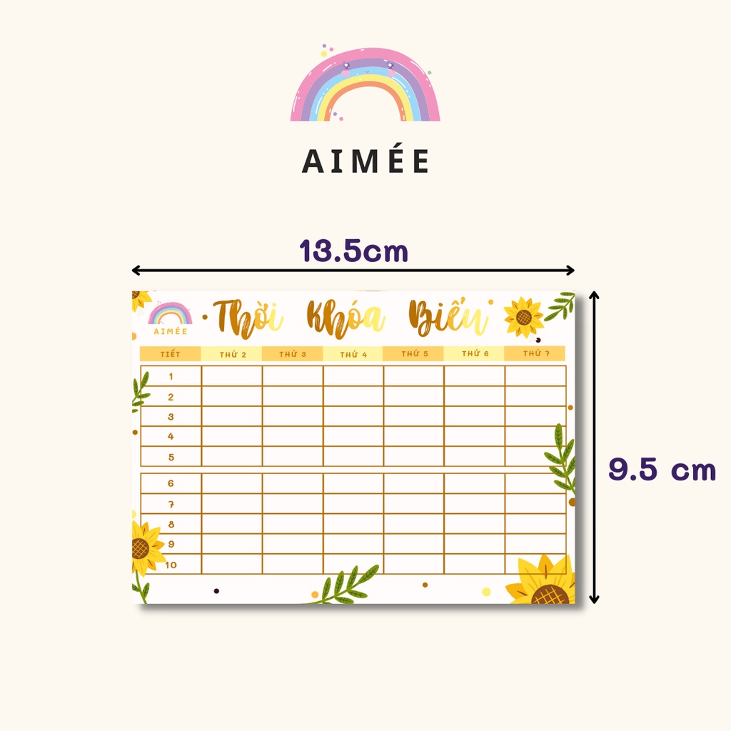 [Mã LIFEBOOK2 giảm 10% đơn 0Đ] Thời khóa biểu mini Flower A6 | Aimée