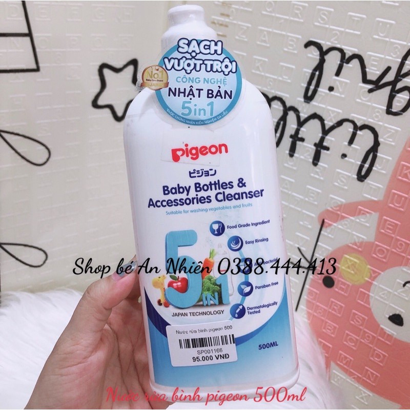 Nước rửa bình pigeon 500ml công nghệ 5in1 nhật bản