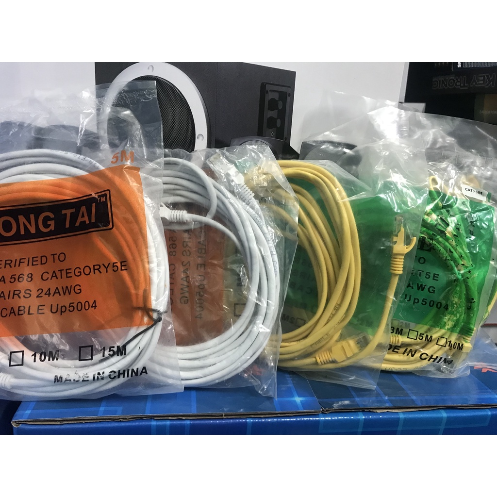 Dây cáp mạng CAT5E bấm sẵn 2 đầu dài đủ 5M mới 100%