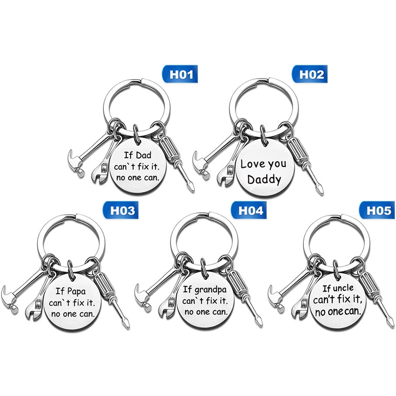 Móc Chìa Khóa Gắn Hình Dụng Cụ Có Mặt Khắc Câu Chữ Ý Nghĩa Dùng Làm Quà Tặng Cha/Ông/Chú