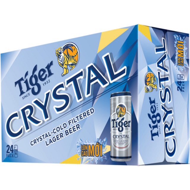 THÙNG 24 LON BIA TIGER BẠC CRYSTAL 330ML